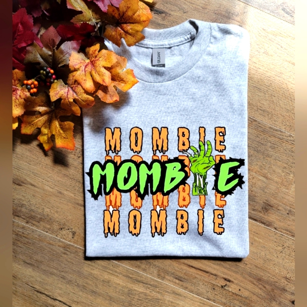Cute fall halloween Mombie humor retro tee